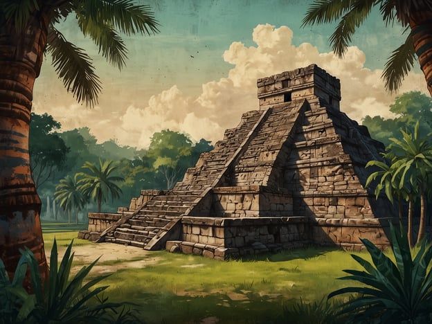 Auf dem Bild ist eine pyramidenartige Struktur zu sehen, die stark an die architektonischen Merkmale der Maya erinnert, insbesondere an Stätten wie Mixco Viejo in Guatemala. Diese antike Stadt war ein bedeutendes Zentrum der Maya-Kultur und ist bekannt für ihre beeindruckenden Tempel und Pyramiden, die oft zu religiösen Zeremonien genutzt wurden.Kulturelle Aspekte des Lebens in Mixco Viejo umfassen das starke spirituelle und religiöse Leben der Maya, das sich in ihren Bauwerken widerspiegelt. Rituale und Feste spielten eine wichtige Rolle im Alltag, und die pyramidenartigen Strukturen dienten sowohl als religiöse Tempel als auch als gesellschaftliche Versammlungsorte. Die Umgebung, mit üppiger Vegetation und tropischem Klima, war auch wichtig für die Landwirtschaft, die eine zentrale Rolle in der Maya-Gesellschaft spielte. Ebenso sind die kunstvollen Schnitzereien und die Verwendung von symbolischen Motiven in der Architektur typisch für die zeitgenössische religiöse Vorstellung der Maya.