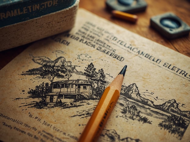 Auf dem Bild ist eine alte, handgezeichnete Ansicht eines Hauses in einer Landschaft zu sehen, umgeben von Bergen und Bäumen. Ein Bleistift liegt auf einer dunkelbraunen Holzoberfläche neben dem Bild.**Tipps für die Anreise und den Aufenthalt:**1. **Anreise:** - Überprüfen Sie die örtlichen Transportmöglichkeiten, wie Busse oder Züge, die Sie in die Nähe des Ziels bringen. - Planen Sie genügend Zeit für die Anreise ein, besonders wenn Sie mit öffentlichen Verkehrsmitteln reisen.2. **Unterkunft:** - Suchen Sie nach Unterkünften in der Nähe der Sehenswürdigkeiten. Online-Plattformen bieten oft einen Überblick über verfügbare Hotels oder Ferienwohnungen. - Lesen Sie Bewertungen, um eine angenehme Unterkunft auszuwählen.3. **Aktivitäten:** - Erkundigen Sie sich nach lokalen Sehenswürdigkeiten oder Aktivitäten in der Umgebung, die Sie während Ihres Aufenthalts genießen können. - Denken Sie daran, Naturwanderungen zu planen, wenn Sie in einer ländlichen Gegend sind, da die Landschaft oft beeindruckend ist.4. **Essen:** - Probieren Sie lokale Spezialitäten in Restaurants oder Cafés in der Nähe. Fragen Sie Einheimische nach ihren Empfehlungen.5. **Ausrüstung:** - Bringen Sie einen Skizzenblock oder Notizbuch mit, falls Sie Inspiration durch die Umgebung finden und diese festhalten möchten.Viel Spaß bei Ihrem Aufenthalt!