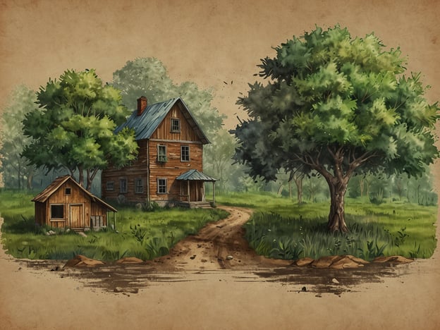 Auf dem Bild ist eine idyllische Landschaft mit einem Holzhaus und einem kleinen Nebenhaus zu sehen, umgeben von üppigem Grün und großen Bäumen. Diese Szenerie steht symbolisch für die Verbindung zwischen Mensch und Natur und könnte als Beispiel für nachhaltiges Wohnen verstanden werden.Im Kontext von Nachhaltigkeit und Umweltschutz im Park spielt die Erhaltung solcher natürlichen Lebensräume eine wichtige Rolle. Das Beibehalten von Waldgebieten, die Förderung von Biodiversität und der Schutz von Wasserressourcen sind essentielle Maßnahmen, um die Umwelt zu schützen. Zudem könnten umweltfreundliche Bauweisen und der Einsatz von natürlichen Materialien, wie im dargestellten Holzhaus, zur Reduzierung des ökologischen Fußabdrucks beitragen.Das Bild vermittelt ein Gefühl von Ruhe und Harmonie mit der Natur, was zu einem umweltbewussten Lebensstil anregt.