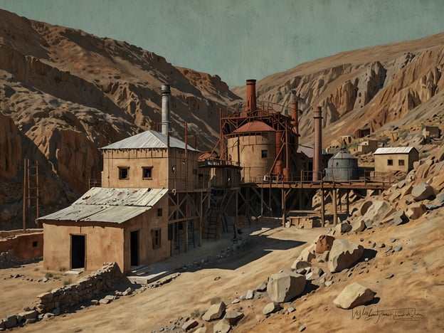 Auf dem Bild ist eine industrielle Anlage zu sehen, die an eine Bergbaulandschaft erinnert. Diese könnte mit der El Mochito Mine in Honduras in Verbindung stehen. Die El Mochito Mine ist bekannt für ihre Zink- und Silbervorkommen und hat eine lange Geschichte, die bis in die 1940er Jahre zurückreicht.Die Mine spielte eine wichtige Rolle in der bergbaulichen Entwicklung in der Region, und ihr Betrieb hat die lokale Wirtschaft stark beeinflusst. Die Umgebung ist oft geprägt von rauen, trockenen Landschaften und typischen Bergbaugebäuden, die zur Verarbeitung von Erz genutzt werden.Diese Merkmale, kombiniert mit der architektonischen Struktur, deuten darauf hin, dass das Bild die industrielle Atmosphäre einer historisch bedeutsamen Bergbaustätte darstellen könnte.