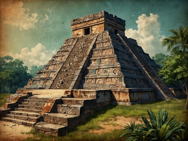 Auf dem Bild ist eine Pyramide zu sehen, die architektonische Merkmale der mesoamerikanischen Kultur aufweist. Diese Art von Struktur könnte mit der historischen Stätte „Las Sepulturas“ verbunden sein, die in der Nähe von Copán in Guatemala liegt.Las Sepulturas war eine der wichtigsten Begräbnisstätten der Maya und spielt eine bedeutende Rolle in der Erforschung der Maya-Kultur. Die Stätte zeigt die hochentwickelte Architektur sowie die religiösen und sozialen Praktiken der Maya. Hier wurden Statuen, Gräber und andere Kunstwerke entdeckt, die Einblicke in das Leben, den Glauben und die Bestattungsriten dieser Zivilisation bieten. Die Pyramiden und Tempel in Las Sepulturas sind ein Beweis für die religiöse und politische Bedeutung dieser Region und ziehen Archäologen sowie Touristen an, die mehr über die Geschichte der Maya erfahren möchten.