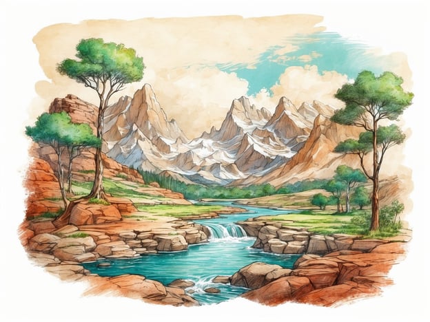 Auf dem Bild ist eine malerische Landschaft mit Bergen, einem Fluss und Bäumen zu sehen. Diese Szenerie symbolisiert die Schönheit der Natur und hebt die Bedeutung des Naturschutzes hervor. Solche Umgebungen sind wertvoll für die Biodiversität und bieten Lebensraum für viele Arten.Darüber hinaus verdeutlicht die Darstellung auch die Wichtigkeit der Bildungsarbeit im Naturschutz. Sie kann dazu beitragen, das Bewusstsein für ökologische Zusammenhänge zu schärfen und die Bedeutung nachhaltiger Praktiken zu fördern. Bildung spielt eine entscheidende Rolle, um zukünftige Generationen für den Schutz der natürlichen Umwelt zu sensibilisieren und verantwortungsvolles Handeln zu fördern.