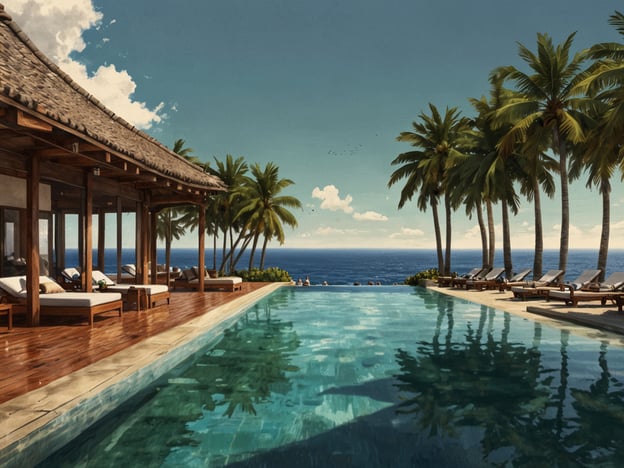 Auf dem Bild ist eine traumhafte Poollandschaft mit Blick auf das Meer zu sehen. Umgeben von Palmen und einem eleganten Holzdeck, lädt dieser Ort zum Entspannen und Genießen ein. Für jeden Geschmack gibt es verschiedene Unterkunftsmöglichkeiten in der Nähe:
1. **Luxushotel**: Ein erstklassiges Resort mit Suiten, Spa und Gourmetrestaurants, ideal für anspruchsvolle Reisende, die Komfort und Exklusivität suchen.
2. **Boutique-Hotel**: Ein charmantes, kleineres Hotel mit individuellem Design und persönlichem Service, perfekt für Paare oder kleine Gruppen.
3. **Ferienwohnung**: Eine voll ausgestattete Unterkunft, die mehr Freiheit und Platz bietet, ideal für Familien oder Gruppen, die gemeinsam reisen.
4. **Hostel**: Eine budgetfreundliche Option für junge Reisende oder Backpacker, die neue Leute kennenlernen und die Umgebung erkunden möchten.
5. **Campingplatz**: Für Naturliebhaber gibt es auch die Möglichkeit, in der Nähe im Freien zu übernachten und die Natur hautnah zu erleben.
Egal, welche Art der Unterkunft man wählt, der Blick auf das Meer und die entspannende Atmosphäre sorgen für einen unvergesslichen Aufenthalt.