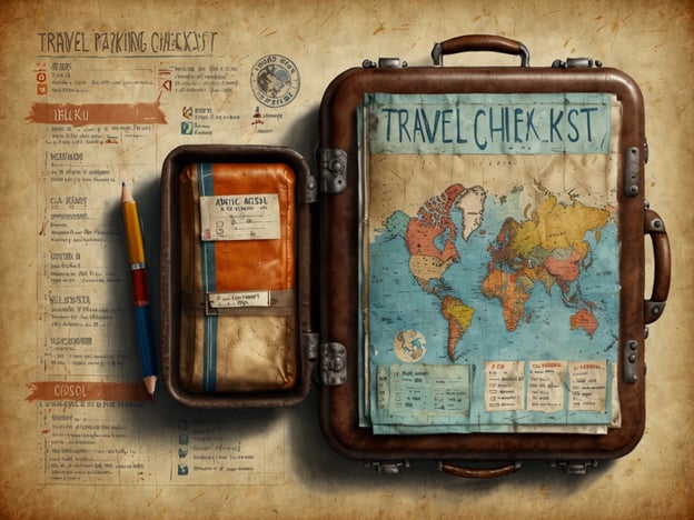 Auf dem Bild ist ein Reisekoffer zu sehen, der geöffnet ist und eine Weltkarte sowie einige organisatorische Materialien enthält. Es gibt auch ein Notizbuch oder eine Checkliste, die für die Reiseplanung nützlich sein kann.**Praktische Tipps für deinen Besuch:**1. **Packliste erstellen:** Nutze die Checkliste im Bild, um sicherzustellen, dass du alles Notwendige für deine Reise dabei hast.2. **Karten und Informationen:** Informiere dich über dein Reiseziel, indem du Karten studierst und die Kultur sowie Verkehrsregeln verstehst.3. **Reiseunterlagen überprüfen:** Stelle sicher, dass du alle wichtigen Dokumente wie Reisepass, Tickets und Buchungsbestätigungen parat hast.4. **Informationsmaterial:** Halte deine Notizen und wichtigen Daten in einem praktischen Format, sodass du sie leicht erreichen kannst.5. **Vorbereitung auf das Wetter:** Überprüfe die Wettervorhersage für dein Reiseziel und packe entsprechend Kleidung ein.Gute Reise und viel Spaß bei deinem Besuch!