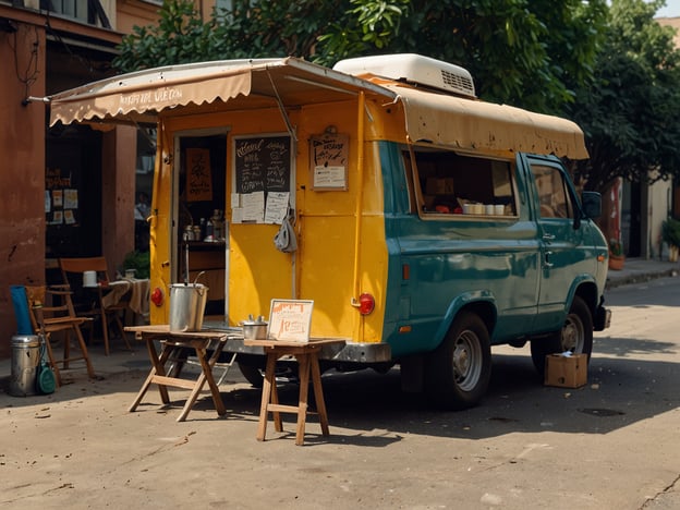 Auf dem Bild ist ein farbenfroher Food Truck zu sehen, der in einer Straße steht. Er hat eine gelbe und türkisfarbene Außenfarbe und ist mit einer Markise ausgestattet. Vor dem Truck stehen einige Tische und Stühle, was auf einen gemütlichen Ort hinweist, an dem man etwas essen oder trinken kann.Für deinen Besuch an der Laguna de Tiscapa habe ich ein paar Tipps:1. **Früh starten**: Die Morgenstunden bieten oft die beste Aussicht und weniger Touristen.2. **Fotokamera mitbringen**: Die Landschaft ist atemberaubend, und es gibt viele Fotomotive.3. **Essen und Trinken**: Packe Snacks und ausreichend Wasser ein, da es nicht viele Essensmöglichkeiten in der Nähe gibt.4. **Aktivitäten planen**: Überlege dir, ob du Wandern oder Bootsfahrten unternehmen möchtest, um die Umgebung zu erkunden.5. **Sicherheitsvorkehrungen**: Achte auf deine Wertsachen und informiere dich über die Sicherheitslage in der Region.