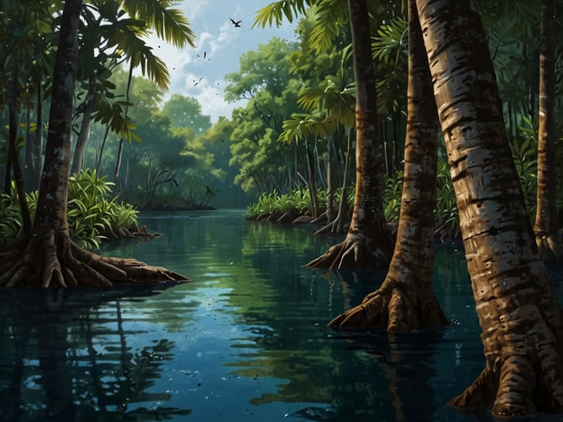 Auf dem Bild ist eine idyllische Naturlandschaft mit einem ruhigen Fluss und üppigem grünen Bewuchs zu sehen. In dieser Umgebung könnten verschiedene Aktivitäten stattfinden, wie zum Beispiel:1. **Kanu- oder Kajakfahren**: Man könnte den Fluss entlang paddeln und die Stille der Natur genießen.2. **Vogelbeobachtung**: Die Umgebung eignet sich hervorragend, um verschiedene Vogelarten in ihrem natürlichen Habitat zu beobachten.3. **Wanderungen**: Entlang der Ufer könnten Wanderungen unternommen werden, um die vielfältige Flora und Fauna näher zu erkunden.4. **Fotografie**: Die malerische Szenerie bietet viele Möglichkeiten, beeindruckende Naturfotos zu machen.5. **Entspannung**: Es ist ein schöner Ort, um einfach zu entspannen, die Geräusche der Natur zu hören und die frische Luft zu genießen.Diese Aktivitäten fördern eine tiefere Verbindung zur Natur und bieten die Möglichkeit, die Schönheit der Umgebung in vollen Zügen zu erleben.
