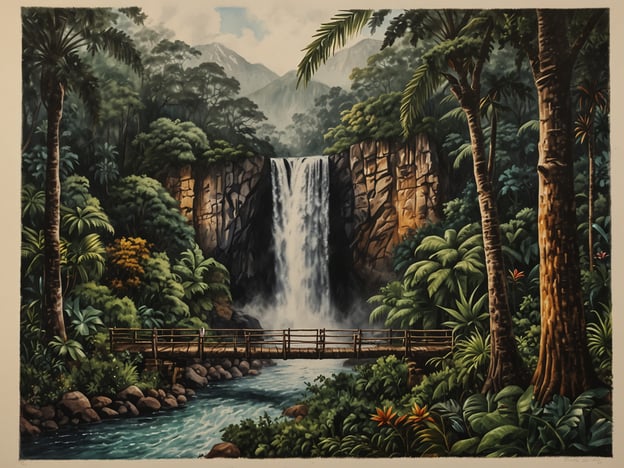 Auf dem Bild ist eine wunderschöne Naturlandschaft mit einem Wasserfall zu sehen, umgeben von üppiger, tropischer Vegetation. In und um Jinotega, Nicaragua, gibt es viele Aktivitäten, die man in einer solchen Umgebung genießen kann.Man könnte zum Beispiel Wandertouren in den umliegenden Bergen unternehmen und die beeindruckende Flora und Fauna entdecken. Zudem sind Ausflüge zu Wasserfällen, wo man schwimmen oder einfach die natürliche Schönheit genießen kann, sehr beliebt. Auch die Möglichkeit, lokale Kaffeeplantagen zu besuchen und mehr über den Anbau und die Verarbeitung von Kaffee zu erfahren, ist in dieser Region gegeben.Die Region lädt außerdem zu Vogelbeobachtungen ein, da viele exotische Vogelarten in den Wäldern leben. Solch eine Umgebung eignet sich hervorragend für Foto-Safaris oder einfach für entspannende Tage in der Natur.
