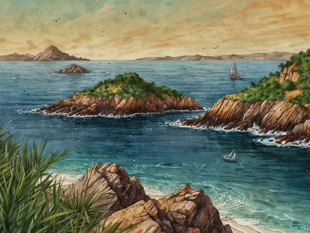 Auf dem Bild ist eine malerische Küstenlandschaft zu sehen, die aus mehreren kleinen Inseln, Felsen und einem ruhigen Meer besteht. Die ökologische Bedeutung von Küstengebieten ist sehr hoch. Sie bieten Lebensräume für eine Vielzahl von Pflanzen und Tieren, einschließlich vieler bedrohten Arten.Küstengebiete sind wichtige Übergangsräume zwischen Land und Wasser und spielen eine entscheidende Rolle beim Schutz vor Erosion. Sie fungieren oft als Pufferzonen, die Stürme abfangen und den Küstenschutz verbessern. Darüber hinaus sind sie Lebensräume für Fisch- und Vogelarten und sind wichtig für die Nahrungskette.Diese Regionen unterstützen auch die Biodiversität, fördern das Wachstum von Seegraswiesen und Korallenriffen und tragen zur Kohlenstoffspeicherung bei. Gleichzeitig bieten sie Menschen Erholungsräume und sind von wirtschaftlicher Bedeutung durch Fischerei, Tourismus und andere Aktivitäten.