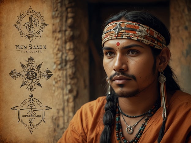 Auf dem Bild ist ein junger Mann mit traditionellen Schmuckstücken und einem Stirnband zu sehen. Diese Darstellungen sind oft mit der kulturellen Identität und den Spiritualität der indigenen Völker verbunden.Der Vulkan Santiago, auch bekannt als der Vulkan de Agua, hat eine tiefe kulturelle Bedeutung für die Menschen in Guatemala. Er gilt als heilig und wird mit der Mythologie und Spiritualität der Maya in Verbindung gebracht. Es wird geglaubt, dass die Berge und Vulkane sowohl Schutz als auch Herausforderungen symbolisieren, und oft finden Zeremonien und Rituale an solchen Orten statt, um mit den Ahnen und der Natur in Kontakt zu treten. Der Vulkan ist somit nicht nur ein geografisches, sondern auch ein spirituelles Zentrum, das die Identität und die Traditionen der einheimischen Gemeinschaften prägt.