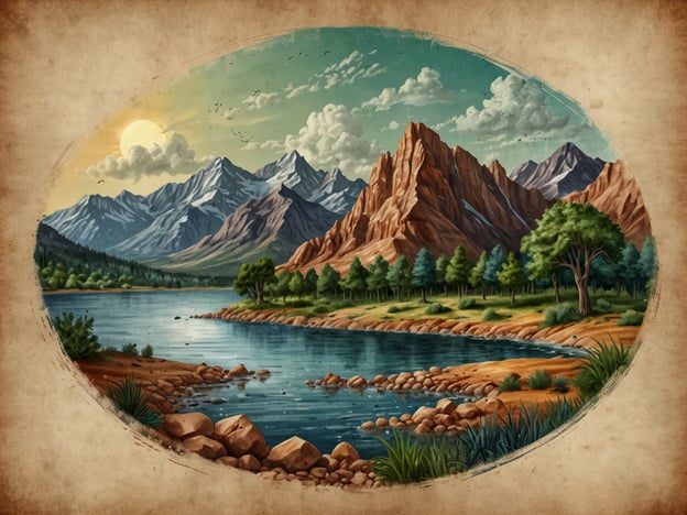 Auf dem Bild ist eine malerische Landschaft mit einem Fluss, der von sanften Hügeln und majestätischen Bergen umgeben ist. Die Farben der Natur sind lebendig und strahlen eine friedliche Atmosphäre aus. Zu den Naturschätzen der Region könnten gehören:- **Wasser**: Der klare Fluss stellt eine wichtige Wasserquelle dar, die für die Ökosysteme in der Umgebung lebensnotwendig ist.- **Berge**: Diese majestätischen Berge könnten viele Mineralien und Edelsteine beherbergen, die charakteristisch für Gebirgsregionen sind.- **Wälder**: Die Bäume am Ufer und in den Hügeln bieten Habitat für zahlreiche Tierarten und sind wichtig für die Biodiversität.- **Vegetation**: Die verschiedenen Pflanzenarten, die am Fluss und in der Umgebung wachsen, könnten für die lokale Flora und Fauna von Bedeutung sein, einschließlich möglicher Heilpflanzen.Insgesamt vermittelt das Bild ein Gefühl von unberührter Natur und reicher Biodiversität.