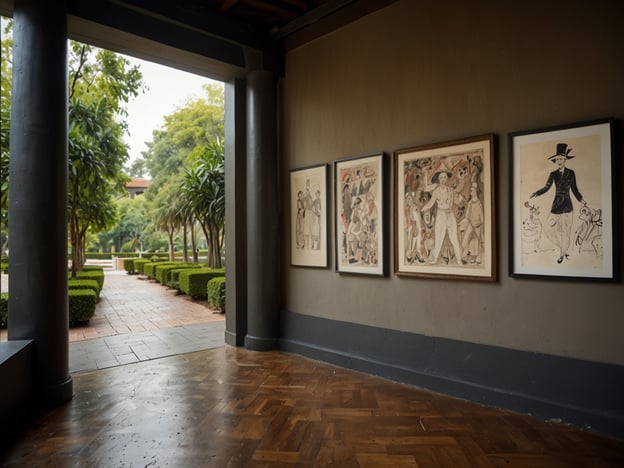 Auf dem Bild ist ein Teil eines Museumsraums zu sehen, in dem mehrere gerahmte Kunstwerke an der Wand hängen. Durch den offenen Durchgang ist ein gepflegter Garten mit verschiedenen Pflanzen zu erkennen, der zur Gesamtatmosphäre des Museums beiträgt.Die Rolle des Museums in der Kunstszene Nicaraguas ist bedeutend, da es nicht nur als Aufbewahrungsort für Kunstwerke dient, sondern auch als Zentrum für Kunstvermittlung und -diskussion. Museen fördern das Verständnis für lokale und internationale Kunst, ermöglichen den Austausch zwischen Künstlern und der Öffentlichkeit und unterstützen die kulturelle Identität des Landes. Sie bieten Plattformen für Ausstellungen, Bildungsprogramme und Veranstaltungen, die sowohl die Wertschätzung der Kunst als auch die Interaktion mit verschiedenen Kunstformen stärken.