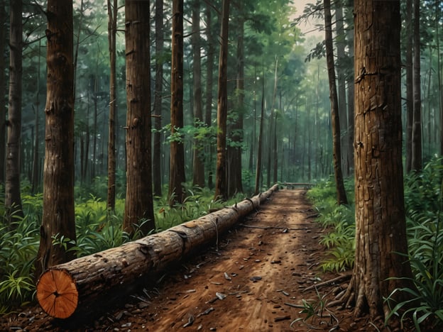 Auf dem Bild ist eine Waldlandschaft zu sehen, in der ein gefällter Baumstamm auf dem Boden liegt, umgeben von dichten Baumstämmen und üppigem Unterholz. Diese Szene verdeutlicht die Herausforderungen beim Schutz des Regenwaldes.Zum einen gibt es die Abholzung, die durch illegale Holzernte oder landwirtschaftlichen Ausbau verursacht wird, was zu einem Verlust der Biodiversität führt. Zudem sind solche Eingriffe oft auch für die lokale Bevölkerung nachteilig, da sie die Lebensgrundlage sowie wichtige Ökosystemdienstleistungen gefährden.Ein weiteres Problem sind der Klimawandel und seine Auswirkungen auf die Wälder, die zu Veränderungen der Artenzusammensetzung und zu erhöhten Waldbränden führen können. Um den Regenwald zu schützen, sind nachhaltige Bewirtschaftung, Aufforstungsprojekte und die Stärkung der lokalen Gemeinschaften unerlässlich.