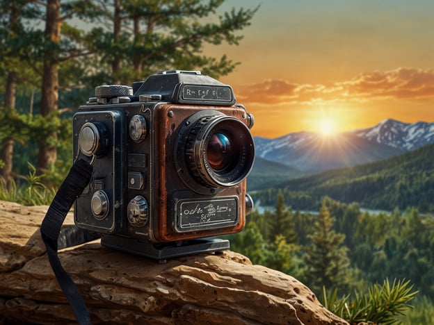 Auf dem Bild ist eine alte Kamera zu sehen, die auf einem Baumstamm platziert ist. Im Hintergrund erstreckt sich eine schöne Landschaft mit Bergen, Wäldern und einem Sonnenuntergang.**Reisetipps für deinen Besuch:**1. **Früh aufstehen**: Um den Sonnenaufgang in voller Pracht zu erleben, solltest du früh aufstehen. Die besten Lichtverhältnisse für die Fotografie gibt es in der goldenen Stunde.2. **Wanderungen planen**: Nutze die Umgebung für Wanderungen. Informiere dich über lokale Wanderwege, die atemberaubende Ausblicke bieten.3. **Fotografie-Ausrüstung**: Wenn du gerne fotografierst, bringe die passende Ausrüstung mit. Ein Stativ kann helfen, insbesondere bei schwachem Licht.4. **Landschaftsschutz beachten**: Beachte die lokalen Regeln zum Schutz der Natur. Hinterlasse keinen Müll und respektiere die Flora und Fauna.5. **Picknick einpacken**: Plane ein Picknick, um die wunderschöne Aussicht zu genießen. Es ist eine tolle Möglichkeit, die Natur zu erleben.Viel Spaß beim Entdecken!