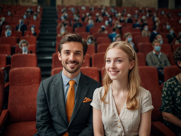 Auf dem Bild sind zwei junge Menschen zu sehen, die in einem großen, hellen Saal sitzen. Sie lächeln in die Kamera, während im Hintergrund eine Menge von Menschen in den roten Sitzreihen sitzt. Viele der Zuschauer tragen Masken, was auf eine Teilnehmertätigkeit während gesundheitlicher Vorsichtsmaßnahmen hindeutet, möglicherweise in einer Veranstaltung wie einem Konzert oder einer Vorlesung.
**Besucherinformationen und Tipps:**
1. **Sitzplatzwahl**: Wenn Sie an einer ähnlichen Veranstaltung teilnehmen, wählen Sie Ihren Platz strategisch aus, um Sicht und Akustik zu optimieren.
2. **Vorab informieren**: Prüfen Sie die Richtlinien zur Maskenpflicht oder andere Sicherheitsvorkehrungen auf der Veranstaltungswebsite.
3. **Ankunftszeit**: Kommen Sie frühzeitig, um den Andrang zu vermeiden und um sicherzustellen, dass Sie bequem Platz nehmen können.
4. **Konversation**: Nutzen Sie die Gelegenheit, um mit den Sitznachbarn ins Gespräch zu kommen – das kann die Erfahrung bereichern.
5. **Veranstaltungshighlights**: Informieren Sie sich im Vorfeld über besondere Programmpunkte oder Gäste, um das Beste aus Ihrem Besuch herauszuholen.
