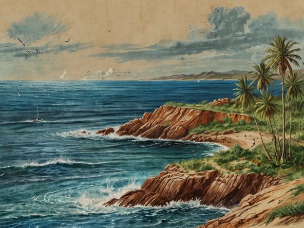 Auf dem Bild ist eine malerische Küstenlandschaft mit welligem Wasser, felsigen Ufern und Palmen zu sehen. Diese Szenerie zeigt die natürliche Schönheit der Küste, die ein wichtiges Habitat für viele Meeresleben ist. Der Schutz dieser Küstengebiete ist entscheidend für die Erhaltung der Biodiversität und die Stabilität der Küstensysteme.Nachhaltigkeit spielt eine Schlüsselrolle, da die Bewirtschaftung von Ressourcen und die Verringerung menschlicher Eingriffe dazu beitragen können, die Küstenlinie vor Erosion und Verschmutzung zu schützen. Initiativen zum Küstenschutz und zur Wiederherstellung von Lebensräumen sind notwendig, um die ökologischen Funktionen der Küstenregionen zu erhalten und gleichzeitig die Lebensqualität der dort lebenden Gemeinschaften zu sichern.