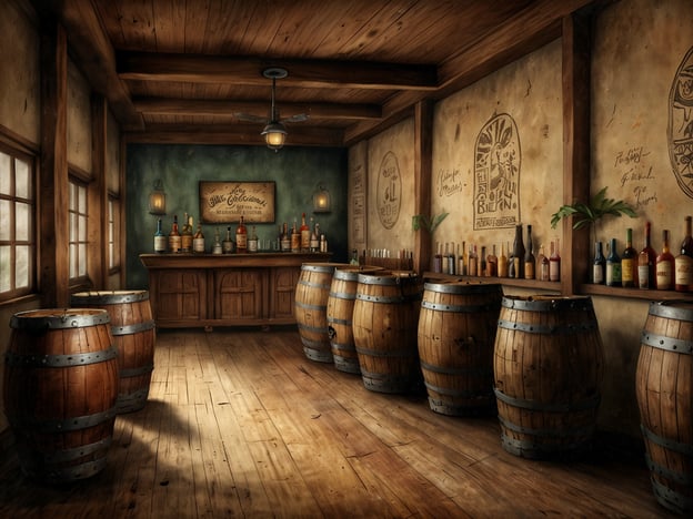 Auf dem Bild sieht man eine rustikale Bar mit hölzernen Fässern, die wahrscheinlich Rum lagern. Die Wände sind mit historischen Motiven dekoriert, was an die Tradition der Rumproduktion erinnert.
Im Museo del Ron könnte man in einer ähnlichen Umgebung die Geschichte des Rums erleben, von der Zuckerrohrernte bis zur Destillation. Besucher können verschiedene Rumsorten probieren und mehr über die Kunst der Rumherstellung lernen. Außerdem gibt es oft interessante Ausstellungen über die Einflüsse des Rums in der Musik und Kultur.