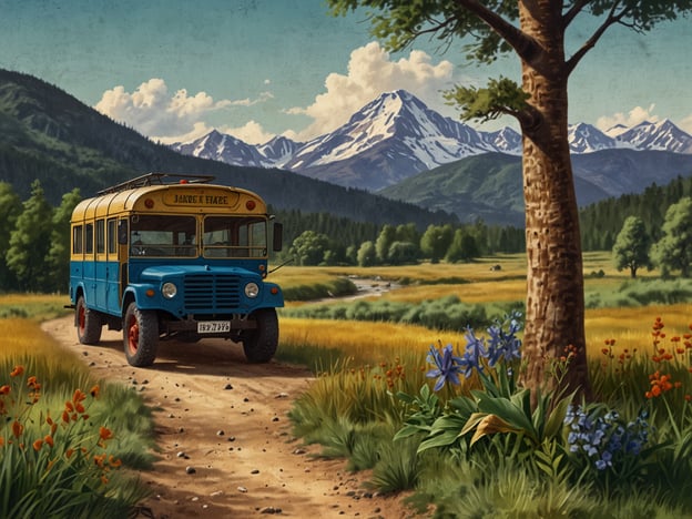 Auf dem Bild ist ein farbenfroher Bus zu sehen, der auf einem ruhigen Landweg in einer malerischen Landschaft mit Bergen und blühenden Feldern fährt. Dies erinnert an Aktivitäten und Freizeitmöglichkeiten in Las Sabanas, wie zum Beispiel:1. **Naturerkundungen**: Genießen Sie Wanderungen in der umliegenden Natur und entdecken Sie die lokale Flora und Fauna.2. **Fotografie**: Die beeindruckenden Landschaften machen Las Sabanas zu einem perfekten Ort für Fotografie-Enthusiasten.3. **Ausflüge**: Ähnlich wie der Bus auf dem Bild, kann man verschiedene Touren unternehmen, um die Schönheit der Region zu erkunden.4. **Erholung**: Genießen Sie die friedliche Umgebung zum Entspannen oder Picknicken in der Natur.Diese Aktivitäten machen einen Besuch in Las Sabanas besonders attraktiv.
