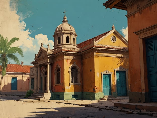 Auf dem Bild sind historische Gebäude zu sehen, die typisch für die Architektur im Casco Viejo, dem historischen Stadtzentrum von Panama-Stadt, sind. Die bunten Fassaden in Gelb und Blau zeugen von der kolonialen Geschichte und dem kulturellen Erbe der Region. Die Architektur kombiniert Elemente des spanischen Kolonialstils mit lokalen Einflüssen, was zu einem einzigartigen Stadtbild führt.Die Verwendung von geschwungenen Formen, dekorativen Details und unterschiedlich gestalteten Fenstern spiegelt die Vielfalt der Kulturen wider, die im Laufe der Jahrhunderte in diesem Viertel zusammengekommen sind. Die Präsenz von Palmen und der Himmel im Hintergrund schaffen eine tropische Atmosphäre, die zusammen mit den architektonischen Merkmalen das Flair und den Charme von Casco Viejo betont.