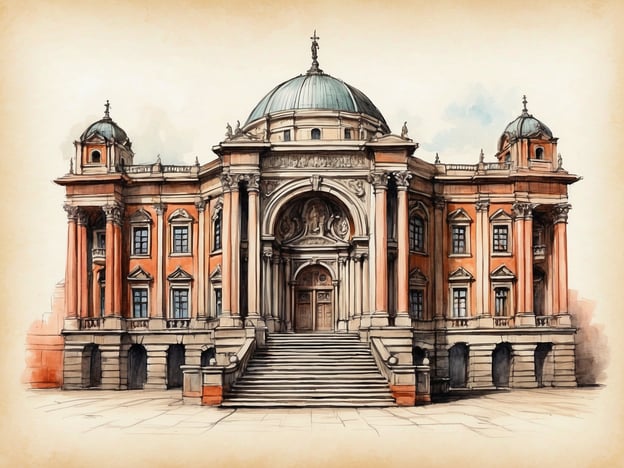 Auf dem Bild ist ein beeindruckendes Gebäude zu sehen, das architektonisch aufwendig gestaltet ist. Es könnte sich um ein historisches Bauwerk handeln, möglicherweise ein Museum oder eine kulturelle Institution. Die Fassade ist reich verziert, mit Säulen, Stufen und einer Kuppel, die dem Gebäude eine majestätische Ausstrahlung verleiht.Die Geschichte des Museumsdorfes ist geprägt von der Erhaltung und Präsentation traditioneller Handwerkskünste und kultureller Identität. Solche Gebäude könnten Teil eines Freilichtmuseums sein, das die Architektur und Lebensweise vergangener Zeiten dokumentiert. Besucher können dort in die Geschichte eintauchen und mehr über die kulturellen Wurzeln der Region erfahren.