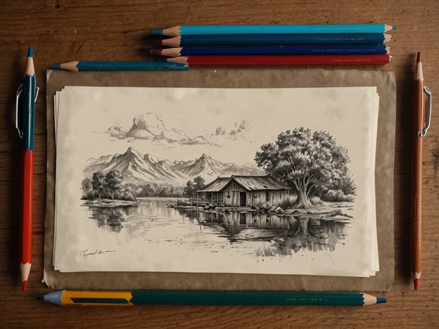 Auf dem Bild ist eine Zeichnung zu sehen, die eine friedliche Landschaft mit einem Haus am Wasser und Bergen im Hintergrund darstellt. Diese Art von Umgebung könnte gut mit dem Konzept des nachhaltigen Tourismus im Soberanía Nationalpark verbunden werden, da solcher Tourismus darauf abzielt, die natürliche Schönheit und Biodiversität zu bewahren.Im Soberanía Nationalpark können Besucher die atemberaubenden Landschaften und die Tierwelt erleben, während sie gleichzeitig lokale Gemeinden unterstützen und umweltfreundliche Praktiken fördern. Solche künstlerischen Darstellungen können das Bewusstsein für die Notwendigkeit erhöhen, diese wertvollen Ökosysteme zu schützen.