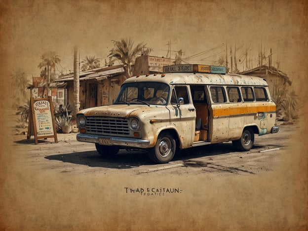 Auf dem Bild sieht man einen alten und leicht verwitterten Bus, der eine nostalgische Atmosphäre ausstrahlt. Er steht auf einer staubigen Straße, umgeben von Palmen und einem Gebäude im Hintergrund, das wie ein kleines Geschäft aussieht. Ein Schild in der Nähe könnte auf lokale Angebote oder Dienstleistungen hinweisen.**Praktische Tipps für deinen Aufenthalt:**1. **Erkundung der Umgebung:** Nutze den Bus als Ausgangspunkt für Erkundungstouren. Vielleicht findest du nahegelegene Sehenswürdigkeiten oder Cafés.2. **Fotomöglichkeiten:** Die nostalgische Kulisse bietet perfekte Gelegenheiten für interessante Fotos. Überlege, verschiedene Perspektiven auszuprobieren.3. **Lokale Spezialitäten:** Informiere dich über die Speisen und Getränke, die in der Umgebung angeboten werden. Oft gibt es besondere lokale Köstlichkeiten, die du probieren solltest.4. **Sonnenschutz:** Wenn du in einer sonnigen Region bist, vergiss deinen Sonnenschutz nicht. Ein Hut und Sonnencreme sind ebenfalls ratsam.5. **Wasser mitnehmen:** Halte dich hydratisiert, besonders wenn du viele Spaziergänge machst oder die Umgebung erkundest.