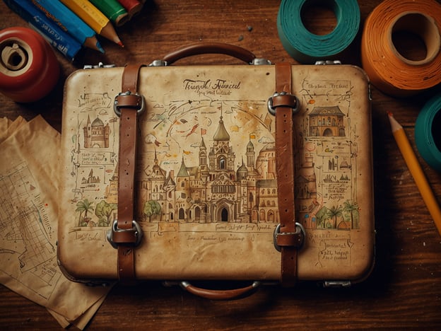 Auf dem Bild ist ein alter Koffer zu sehen, der mit einem kunstvollen, handgezeichneten Stadtmotiv verziert ist. Es scheint, als wäre der Koffer für eine Reise gedacht, und um ihn herum liegen einige Bleistifte und Notizen.### Anreise:1. **Flugzeug**: Suchen Sie nach günstigen Flügen zu Ihrem Ziel. Flughafenbuchungswebsites können helfen, die besten Angebote zu finden.2. **Zug**: Überprüfen Sie die verfügbaren Zugverbindungen. Oft sind Züge eine komfortable und malerische Art zu reisen.3. **Auto**: Wenn Sie die Umgebung erkunden möchten, könnte ein Mietwagen sinnvoll sein.### Praktische Tipps für deinen Besuch:- **Unterkunft**: Buchen Sie im Voraus, um die besten Preise und Standorte zu sichern.- **Lokale Transportmittel**: Informieren Sie sich über öffentliche Verkehrsmittel wie Busse oder U-Bahnen.- **Sehenswürdigkeiten**: Machen Sie eine Liste der wichtigsten Sehenswürdigkeiten und planen Sie Ihren Besuch im Voraus, um lange Warteschlangen zu vermeiden.- **Essen**: Probieren Sie lokale Spezialitäten und suchen Sie nach empfehlenswerten Restaurants.- **Kultur**: Informieren Sie sich über eventuell vorhandene kulturelle Events oder Festivals während Ihres Aufenthalts.So sind Sie gut vorbereitet, um Ihren Besuch zu genießen!
