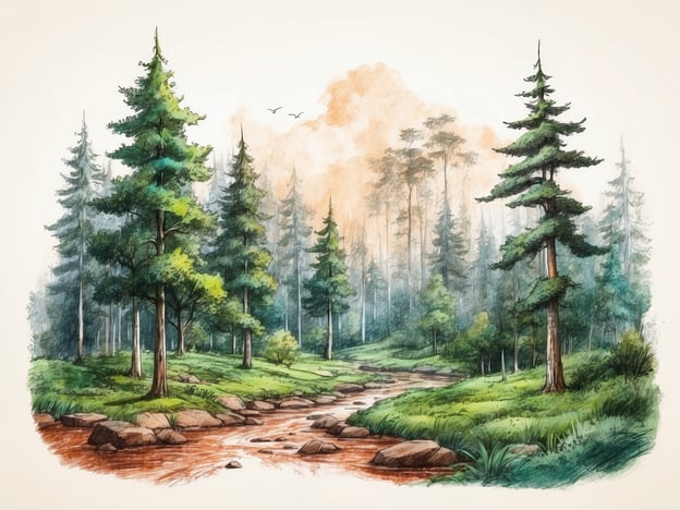 Auf dem Bild ist eine idyllische Waldlandschaft mit hohen Bäumen, einem gepflegten Boden und einem kleinen Fluss zu sehen.Der Wald spielt eine entscheidende Rolle für die Umwelt. Er ist ein wesentlicher Lebensraum für viele Tiere und Pflanzen und unterstützt die Biodiversität. Wälder tragen zur Regulation des Klimas bei, indem sie CO₂ absorbieren und Sauerstoff produzieren. Zudem schützen sie den Boden vor Erosion, fördern den Wasserhaushalt und bieten viele Ressourcen, wie Holz und Heilpflanzen. Darüber hinaus sind Wälder wichtige Erholungsräume für den Menschen und tragen zur mentalen und körperlichen Gesundheit bei.