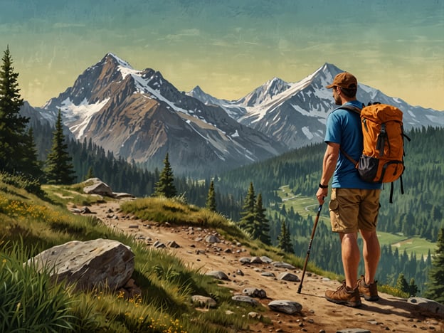 Auf dem Bild ist ein Wanderer zu sehen, der auf einem Pfad in den Bergen steht. Im Vordergrund sind Gräser und Steine sichtbar, während im Hintergrund majestätische Berge mit schneebedeckten Gipfeln hervorstechen. Der Wanderer trägt einen orangefarbenen Rucksack und hält einen Wanderstock in der Hand.**Der Aufstieg: Tipps für Wanderer und Naturfreunde**:1. **Ausrüstung**: Achte darauf, die richtige Ausrüstung dabei zu haben, wie bequeme Schuhe, wetterfeste Kleidung und ausreichend Wasser.2. **Routenplanung**: Informiere dich im Voraus über den Wanderweg und die Schwierigkeit. Karten und GPS-Geräte können hilfreich sein.3. **Natur respektieren**: Halte dich an die Markierungen und hinterlasse keinen Müll. Achte auf die Tier- und Pflanzenwelt um dich herum.4. **Pausen machen**: Plane regelmäßige Pausen ein, um dich auszuruhen und die Aussicht zu genießen.5. **Sicherheit**: Wander alleine? Informiere jemanden über deine Pläne. Nimm ein Erste-Hilfe-Set mit und kenne die Notrufnummern.Viel Spaß beim Erkunden der Natur!