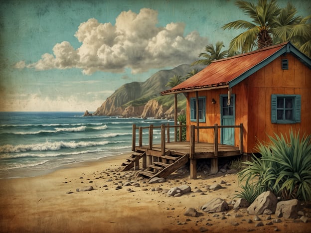 Auf dem Bild ist eine malerische Strandlandschaft mit einer kleinen, bunten Hütte zu sehen. Die Hütte steht auf Stelzen direkt am Wasser, umgeben von Palmen und einem sandigen Strand. Der Himmel ist teilweise bewölkt, und die Wellen des Meeres schlagen sanft gegen das Ufer.Für die Anfahrt nach Playa Blanca gibt es verschiedene Möglichkeiten, je nachdem von wo Sie starten. Playa Blanca ist an der Südspitze Lanzarotes gelegen und eignet sich hervorragend für Gäste, die die Strände und die entspannte Atmosphäre der Region genießen möchten.Wenn Sie mit dem Auto anreisen, führen gut ausgebaute Straßen direkt nach Playa Blanca, und Sie können die wunderschöne Landschaft auf dem Weg genießen. Alternativ gibt es auch Busverbindungen von anderen Städten auf der Insel, die Sie bequem zu Ihrem Ziel bringen.