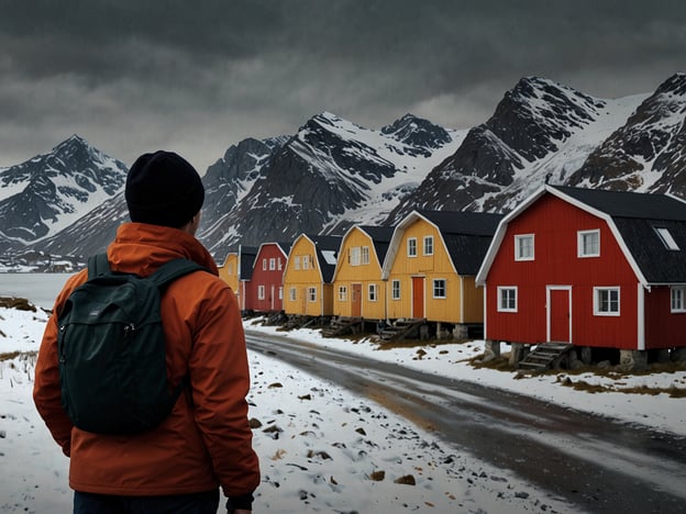 Auf dem Bild ist eine Person zu sehen, die in eine winterliche Landschaft schaut, in der bunte Holzhäuser stehen und schneebedeckte Berge im Hintergrund sichtbar sind.Wenn du nach Flåm reist, hier sind ein paar Tipps:1. **Anfahrt**: Flåm ist am besten mit der Bahn oder dem Auto erreichbar. Die Zugfahrt von Oslo oder Bergen ist besonders malerisch.2. **Fjordtouren**: Mach eine Bootstour auf dem Nærøyfjord, einem UNESCO-Weltkulturerbe. Die Aussicht auf die steilen Berge und Wasserfälle ist atemberaubend.3. **Wanderungen**: Es gibt viele Wanderrouten in der Umgebung, die für verschiedene Fitnesslevels geeignet sind. Die Sicht von den Bergen auf das Fjord ist spektakulär.4. **Lokale Spezialitäten**: Probiere lokale Gerichte in den Restaurants, insbesondere Fisch und Käse.5. **Unterkünfte**: Buche deine Unterkunft im Voraus, besonders in der Hochsaison, um die besten Plätze zu sichern.Genieße deine Reise!
