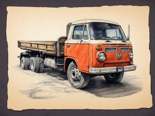 Auf dem Bild ist ein orangefarbener VW-Lkw zu sehen, der rustikal und charmant wirkt. Solche Fahrzeuge sind oft ein beliebter Anblick in alpinen Regionen, wo Après-Ski und Unterhaltung zu einem entspannten Lebensstil gehören. Ein solcher Lkw könnte beispielsweise für den Transport von Materialien oder sogar zur Unterstützung bei Veranstaltungen nach einem Skitag genutzt werden, wo Menschen zusammenkommen, um das skifahrerische Abenteuer mit geselligem Beisammensein zu verbinden.