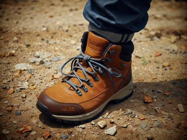 Auf dem Bild ist ein Wanderstiefel zu sehen, der auf einem schotterigen Weg steht. Hier sind einige praktische Tipps für Wanderer:1. **Wähle die richtigen Schuhe**: Achte darauf, dass deine Wanderstiefel gut passen und genügend Halt bieten, um Verletzungen zu vermeiden.2. **Überprüfe die Sohle**: Eine gut profilierte Sohle sorgt für besseren Grip auf unterschiedlichen Untergründen.3. **Achte auf Wetterbedingungen**: Bei nassem Wetter sind wasserdichte Stiefel von Vorteil.4. **Trage geeignete Socken**: Verwende atmungsaktive Socken, die Blasenbildung verhindern.5. **Regelmäßige Pausen**: Plane Pausen ein, um Ermüdung zu vermeiden und die Füße zu entlasten.Viel Spaß beim Wandern!