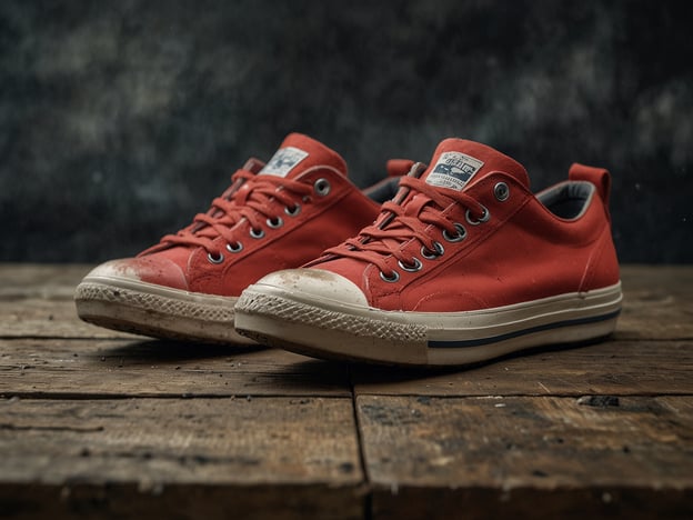 Auf dem Bild sind ein Paar rote Sneakers zu sehen, die auf einem Holztisch liegen. Die Schuhe haben eine abgenutzte Optik, was darauf hindeutet, dass sie oft getragen wurden.**Praktische Informationen für deinen Besuch:**1. **Komfort**: Sneakers sind ideal für lange Spaziergänge, besonders wenn du viel stehst oder läufst. Stelle sicher, dass sie gut sitzen und bequem sind.2. **Wetter**: Überprüfe die Wettervorhersage, bevor du losgehst. Bei Regen könnten die Schuhe schnell schmutzig werden.3. **Pflege**: Wenn du planst, die Schuhe häufig zu tragen, denke daran, sie regelmäßig zu reinigen, um ihre Lebensdauer zu verlängern.4. **Veranstaltung**: Wenn du eine spezielle Veranstaltung besuchst, achte darauf, ob ein bestimmter Dresscode erforderlich ist, da Sneakers nicht immer als angemessen gelten.