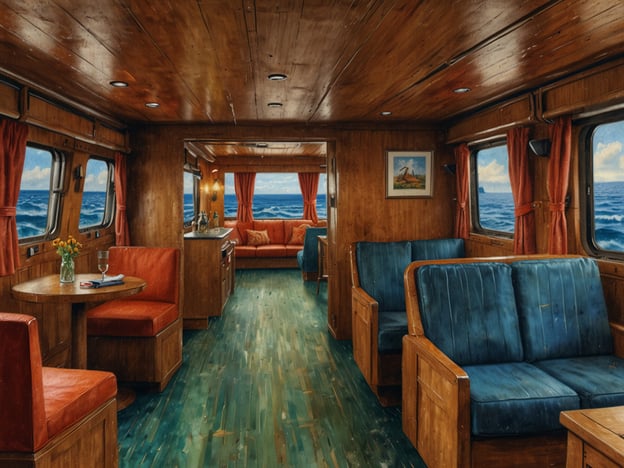 Auf dem Bild ist der Innenraum eines Schiffs zu sehen, wahrscheinlich eine gemütliche Lounge oder ein Aufenthaltsbereich. Es gibt Tische, Stühle und Fenster mit Blick auf das Meer. Die Holzvertäfelung und die roten Vorhänge sorgen für eine warme Atmosphäre.**Praktische Tipps für Deine Hurtigruten-Kreuzfahrt:**1. **Kleidung:** Packe mehrere Schichten ein, da das Wetter in Norwegen schnell wechseln kann. Wasserfeste Jacken sind besonders wichtig.2. **Kamera:** Stelle sicher, dass du eine gute Kamera oder ein Smartphone mit ausreichend Speicherplatz dabei hast, um die atemberaubenden Landschaften und Tierwelt festzuhalten.3. **Aktivitäten:** Informiere dich im Voraus über mögliche Ausflüge und Aktivitäten, wie Wanderungen, Kajaktouren oder Besuche in lokalen Städten.4. **Gesundheit:** Nimm seasickness-Tabletten mit, falls du empfindlich auf Seegang reagierst.5. **Essen:** Probiere lokale Spezialitäten im Restaurant an Bord und nimm an besonderen Abendessen oder Themenabenden teil.6. **Entspannung:** Nutze die Zeit in den Lounges oder auf Deck, um die Aussicht zu genießen und dich zu entspannen.7. **Unterhaltung:** Bring Bücher oder ein Tablet mit, um dich während der ruhigeren Zeiten zu beschäftigen.8. **Netzwerk:** Informiere dich über WLAN-Möglichkeiten auf dem Schiff, falls du während der Reise online bleiben möchtest.