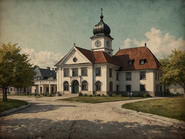 Auf dem Bild ist ein historisches Gebäude zu sehen, das möglicherweise an ein Kulturzentrum oder eine öffentliche Institution in Kristiansand erinnert. Kristiansand, eine Stadt an der Südküste Norwegens, ist bekannt für ihre schönen Architektur, darunter das Kristiansand Dyrepark (Zoo und Vergnügungspark) und die beeindruckende Festung Christiansholm.Die Stadt hat auch eine lebendige Kulturszene, die regelmäßig Festivals, Konzerte und Kunstausstellungen veranstaltet. Das abgebildete Gebäude könnte Teil des historischen Erbes der Stadt sein, das die kulturelle Bedeutung und die architektonische Schönheit von Kristiansand repräsentiert.