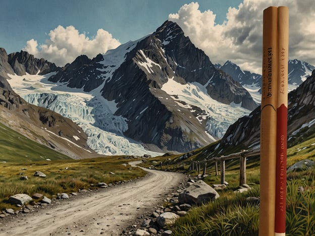 Auf dem Bild ist eine beeindruckende Gebirgslandschaft mit majestätischen Bergen und einem Gletscher zu sehen, der zwischen den Gipfeln verläuft. Der Vordergrund zeigt einen schmalen Wanderweg, der durch eine grüne Wiese führt, umgeben von Felsen und einer Holzschranke.Bezüglich der Wanderwege zu Galdhøpiggen: Es gibt verschiedene Routen, um den höchsten Berg Norwegens zu erreichen. Die bekanntesten Wege sind der **Juvasshytta-Weg**, der vom Juvasshytta aus beginnt und einen guten Zugang zum Gletscher ermöglicht, sowie der **Glittertind-Weg**, der über den Glitterheim führt und eine wunderschöne Aussicht bietet. Beide Routen sind landschaftlich reizvoll und bieten atemberaubende Ausblicke auf die umliegenden Berge und Gletscher.