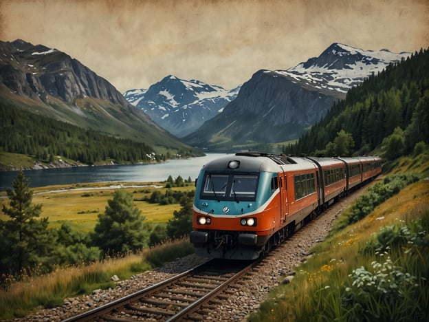 Auf dem Bild ist ein Zug zu sehen, der durch eine wunderschöne alpine Landschaft fährt. Im Hintergrund erkennt man majestätische Berge, die mit Schnee bedeckt sind, sowie einen klaren See und üppige grüne Wiesen. Die Szenerie vermittelt ein Gefühl von Ruhe und Naturverbundenheit.**Fazit: Warum die Rauma-Bahn ein Muss ist:**Die Rauma-Bahn bietet nicht nur eine bequeme Reisemöglichkeit, sondern auch atemberaubende Ausblicke auf die faszinierende Landschaft Norwegens. Die Fahrt führt durch spektakuläre Berge, über malerische Brücken und entlang glitzernder Gewässer, was sie zu einem einzigartigen Erlebnis für Naturliebhaber und Reisende macht. Ein absolutes Highlight für jeden, der die Schönheit der Natur hautnah erleben möchte!