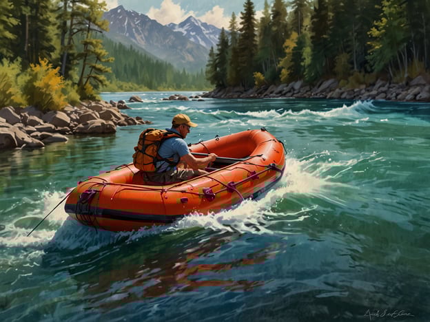 Auf dem Bild ist ein Mann zu sehen, der in einem orangefarbenen Schlauchboot auf einem klaren Fluss paddelt, umgeben von einer malerischen Landschaft mit Bergen und Bäumen.
Die beste Zeit für Aktivitäten wie Kanufahren oder Rafting ist in der Regel im späten Frühling bis zum frühen Herbst, wenn die Temperaturen angenehm sind und die Gewässer nicht zu kalt. Besonders schöne Tage sind oft zwischen Mai und September, da das Wetter stabiler und die Natur in voller Blüte ist. Morgens und spätnachmittags sind ideal, um die Hitze des Tages zu vermeiden und die Ruhe der Natur zu genießen.