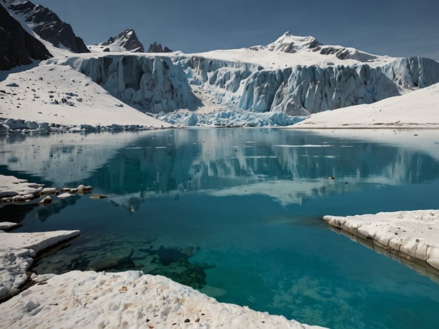 Das Bild zeigt einen Gletscher, der in einen klaren, blauen See mündet. Die Auswirkungen des Klimawandels auf die Gletscher sind in solch einer Szene deutlich zu erkennen.Mit steigenden Temperaturen schmelzen die Gletscher schneller, was zu einem Rückgang ihrer Masse führt. Dies kann den Meeresspiegel anheben und extreme Wetterbedingungen verstärken. Davon betroffen sind nicht nur die Gletscher selbst, sondern auch die Ökosysteme, die von ihnen abhängig sind. Zudem verändert sich die Wasserverfügbarkeit in Regionen, die auf Schmelzwasser angewiesen sind. Der Gletscher in diesem Bild könnte ein Beispiel für die dramatischen Veränderungen sein, die durch den Klimawandel hervorgerufen werden.