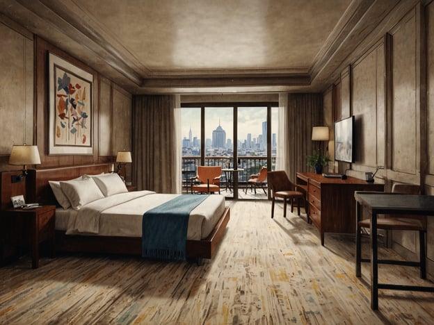 Auf dem Bild ist ein modernes Hotelzimmer mit Blick auf die Stadt zu sehen. Es hat ein großes Bett, eine gemütliche Sitzecke und große Fenster, die viel Tageslicht hereinlassen.Hier sind einige Tipps zur Reiseplanung während der Feiertage:1. **Frühzeitig buchen**: Hotels und Flüge sind während der Feiertage oft schnell ausgebucht. Sich frühzeitig um Reservierungen zu kümmern, kann helfen, bessere Preise zu sichern.2. **Flexibilität**: Wenn möglich, seien Sie flexibel bei Ihren Reisedaten. Oft sind Flüge und Unterkünfte an bestimmten Tagen günstiger.3. **Packen Sie rechtzeitig**: Stellen Sie sicher, dass Sie Ihre Sachen frühzeitig packen, um stressige Last-Minute-Vorbereitungen zu vermeiden.4. **Lokale Traditionen erleben**: Informieren Sie sich über lokale Feiertagsevents oder Traditionen am Reiseziel, um Ihre Reise noch abwechslungsreicher zu gestalten.5. **Reiseversicherung**: Denken Sie darüber nach, eine Reiseversicherung abzuschließen, um sich gegen unvorhergesehene Ereignisse abzusichern.Mit diesen Tipps können Sie Ihre Feiertagsreise angenehmer und stressfreier gestalten!