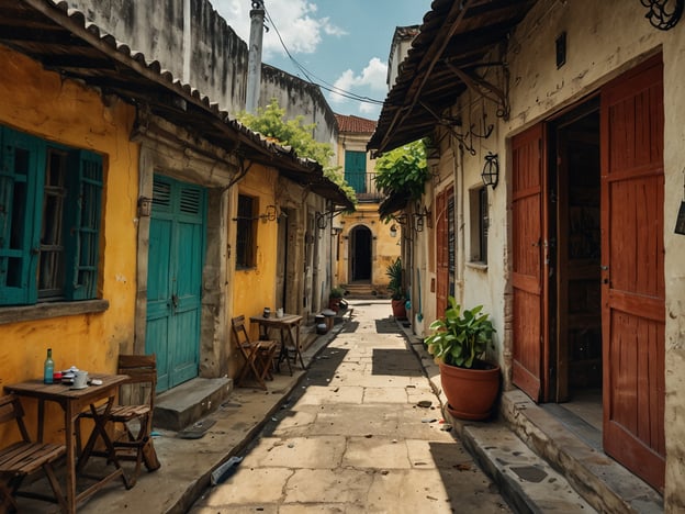 Auf dem Bild ist eine schmale, malerische Gasse mit bunten Häusern zu sehen, die gelbe und blaue Wände sowie holzene Türen haben. Es gibt kleine Tische und Stühle, die an den Seiten der Straße stehen, und pflanzen in großen Töpfen, die zur Atmosphäre beitragen.### Praktische Tipps für eine Reise nach Sansibar:1. **Reisezeit**: Die beste Zeit für einen Besuch ist von Juni bis Oktober, wenn das Wetter trocken und kühl ist.2. **Kleidung**: Leichte, atmungsaktive Kleidung ist ideal. Denke daran, respektvoll zu kleiden, besonders beim Besuch von religiösen Stätten.3. **Transport**: Nutze ein Taxi oder lokale Minibusse (Dala Dala) für die Fortbewegung. Mietwagen sind ebenfalls eine Option, aber sei vorsichtig beim Fahren.4. **Essen**: Probiere lokale Spezialitäten wie Pilau und frische Meeresfrüchte. Street Food ist ein Muss, aber achte auf die Hygiene.5. **Sehenswürdigkeiten**: Besuche Stone Town, die Gewürzfelder und die traumhaften Strände. Mache eine Dhow-Kreuzfahrt bei Sonnenuntergang.6. **Sicherheit**: Achte auf persönliche Gegenstände und sei vorsichtig mit Wertsachen, besonders in überfüllten Gegenden.7. **Gesundheitsvorsorge**: Stelle sicher, dass Du alle notwendigen Impfungen hast und überlege, Malariaprophylaxe zu nehmen.8. **Geld**: Die lokale Währung ist der Tansanische Schilling. Es ist ratsam, etwas Bargeld dabei zu haben, da nicht überall Kreditkarten akzeptiert werden.Viel Spaß bei Deiner Reise!