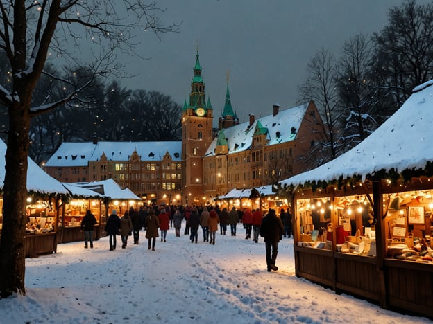 Auf dem Bild ist ein wunderschöner Weihnachtsmarkt zu sehen, der in einer malerischen, schneebedeckten Umgebung stattfindet. Umgeben von festlich beleuchteten Buden, die eine Vielzahl von handgefertigten Waren und kulinarischen Spezialitäten anbieten, scheint es, dass viele Menschen den Markt besuchen und eine gemütliche Atmosphäre genießen.
In der Hansestadt gibt es besondere Weihnachtsmärkte, wie den historischen Weihnachtsmarkt in Lübeck, der für seine beeindruckende Altstadt und das Holstentor bekannt ist. Ein weiterer schöner Markt ist der Weihnachtsmarkt in Hamburg, der am Rathausmarkt stattfindet und unter anderem mit einem bezaubernden Lichtermeer begeistert. Diese Märkte ziehen jedes Jahr zahlreiche Besucher an und bieten eine festliche Vorfreude auf das Weihnachtsfest.