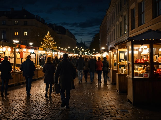 Auf dem Bild ist ein nächtlicher Weihnachtsmarkt zu sehen, mit festlich beleuchteten Ständen und Besuchern, die entlang der gepflasterten Straße spazieren. Ein geschmückter Weihnachtsbaum ist ebenfalls sichtbar, was zur festlichen Stimmung beiträgt.**Tipps für den perfekten Besuch:**1. **Früh kommen:** Um Menschenmengen zu vermeiden und die Auswahl an Ständen zu genießen, komm früh am Abend.2. **Budget planen:** Setze dir ein Budget für Speisen, Geschenke und Glühwein, damit du nicht die Kontrolle verlierst.3. **Lokale Spezialitäten probieren:** Nutze die Gelegenheit, um regionale Leckereien und handgemachte Produkte zu kosten.4. **Gemütlich kleiden:** Zieh dich warm an, denn es kann nachts kühl werden, besonders in der Nähe von offenen Feuerstellen.5. **Foto machen:** Halte die festliche Atmosphäre mit Fotos fest, aber respektiere die Privatsphäre anderer.6. **Mit Freunden gehen:** Gemeinsam macht es mehr Spaß, und ihr könnt die Erlebnisse teilen und Geschenke zusammen kaufen.Viel Spaß auf dem Weihnachtsmarkt!
