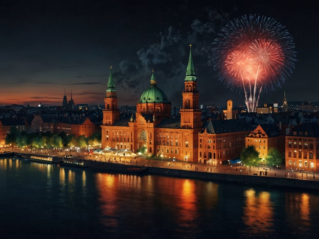 Auf dem Bild sind ein malerischer Stadtblick bei Nacht und ein Feuerwerk über einer beeindruckenden Architektur zu sehen, möglicherweise vor einem historischen Gebäude.Wenn du nach den besten Orten für ein unvergessliches Silvester suchst, könnten folgende Empfehlungen interessant sein:1. **Berlin, Deutschland**: Die größte Silvesterfeier Europas zwischen Brandenburger Tor und Siegessäule.2. **Sydney, Australien**: Berühmt für das spektakuläre Feuerwerk über dem Opernhaus.3. **New York City, USA**: Das Ball Drop am Times Square zieht Millionen an.4. **Rio de Janeiro, Brasilien**: Eine festliche Atmosphäre am Strand von Copacabana.5. **Edinburgh, Schottland**: Hogmanay bietet traditionelle Feierlichkeiten und ein beeindruckendes Feuerwerk.Diese Orte versprechen unvergessliche Erlebnisse und tolle Feiern!