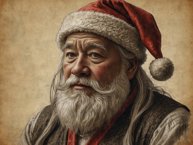 Auf dem Bild ist eine ältere, weihnachtlich gekleidete Figur zu sehen, die an den Weihnachtsmann erinnert. Der Weihnachtsmann wird in verschiedenen Kulturen unterschiedlich dargestellt und interpretiert. In den USA und vielen westlichen Ländern trägt er häufig einen roten Anzug mit weißen Fellbesätzen, während er in anderen Kulturen, wie in den nordischen Ländern, oft als eher traditionell gekleideter Mann dargestellt wird, wie es in diesem Bild der Fall sein könnte.In Russland zum Beispiel gibt es die Figur des Väterchen Frost, der Geschenke bringt, während in Italien der Weihnachtsmann oft durch die Figur von La Befana ersetzt wird, die am 6. Januar Geschenke bringt. Diese kulturellen Unterschiede zeigen, wie der Weihnachtsmann in verschiedenen Regionen wahrgenommen wird und sich in Kleidung, Aussehen und Verhaltensweisen unterscheidet, was die Vielfalt der Weihnachtsbräuche widerspiegelt.