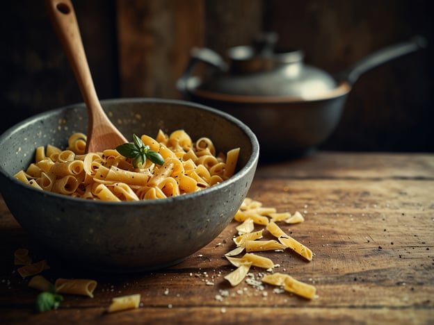 Auf dem Bild ist eine Schüssel mit Pasta zu sehen, die mit frischem Basilikum garniert ist. Beliebte Zubereitungsarten in Italien sind beispielsweise:1. **Aglio e Olio** – Pasta mit Olivenöl, Knoblauch und Chilis.2. **Carbonara** – Pasta mit einer Soße aus Eiern, Käse, Speck und schwarzem Pfeffer.3. **Pesto alla Genovese** – Pasta mit einer Soße aus frischem Basilikum, Knoblauch, Pinienkernen, Parmesan und Olivenöl.4. **Lasagne** – Schichten von Pasta mit Fleisch, Bechamelsauce und Tomatensauce.5. **Arrabbiata** – Pasta mit einer scharfen Tomatensoße, die Knoblauch und Chilis enthält.Diese Zubereitungsarten zeigen die Vielfalt und den Reichtum der italienischen Küche!