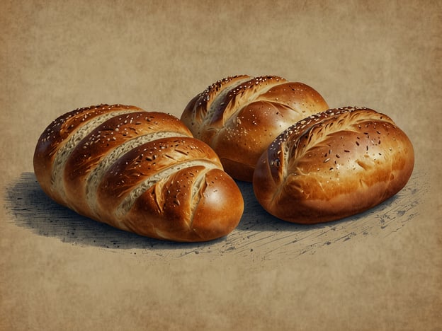Auf dem Bild sind drei Brote zu sehen, die auf einer neutralen Oberfläche angeordnet sind.Der Einfluss von Brot auf die französische Kultur ist enorm. Brot, insbesondere das Baguette, gilt als ein essentielles Grundnahrungsmittel und ist tief in der französischen Identität verankert. Es symbolisiert nicht nur die Esskultur, sondern auch gesellschaftliche Werte wie Gemeinschaft und Tradition. In Frankreich wird Brot oft frisch gekauft und spielt eine zentrale Rolle bei den Mahlzeiten, sei es als Begleitung zu Käse und Wein oder als Teil von klassischen Gerichten. Die Kunst des Brotbackens wird hoch geschätzt und es gibt zahlreiche Bäckereien, die stolz auf ihre Handwerkskunst sind. Das Brot ist somit mehr als nur Nahrung; es ist ein Zeichen der französischen Kultur und des täglichen Lebens.