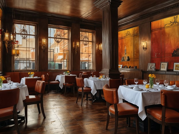 Auf dem Bild ist ein elegant eingerichteter Frühstücksraum in einem Hotel zu sehen. Die Tische sind schön gedeckt mit weißen Tischdecken und es gibt eine angenehme Atmosphäre, unterstrichen durch die dekorativen Wände und die großen Fenster, die Tageslicht hereinlassen.Hier sind einige Tipps für ein gelungenes Frühstückserlebnis im Hotel:1. **Vielfältige Auswahl**: Achten Sie darauf, dass eine breite Auswahl an Speisen angeboten wird, von frischen Früchten über Müslis bis hin zu warmen Gerichten.2. **Frische Zutaten**: Bevorzugen Sie Gerichte mit frischen, hochwertigen Zutaten. Saisonale Produkte schmecken besser und sind oft gesünder.3. **Gemütliche Atmosphäre**: Wählen Sie einen Tisch mit angenehmer Beleuchtung und einer schönen Aussicht, um das Frühstück zu genießen.4. **Getränkevielfalt**: Achten Sie darauf, dass eine Auswahl an Kaffeespezialitäten, Tees und frisch gepressten Säften verfügbar ist.5. **Freundlicher Service**: Ein aufmerksamer und freundlicher Service kann das Frühstückserlebnis erheblich verbessern.6. **Leckere Backwaren**: Ein Buffet mit frischen Brötchen und Croissants ist ein Muss für ein gelungenes Frühstück.Genießen Sie Ihr Frühstück!