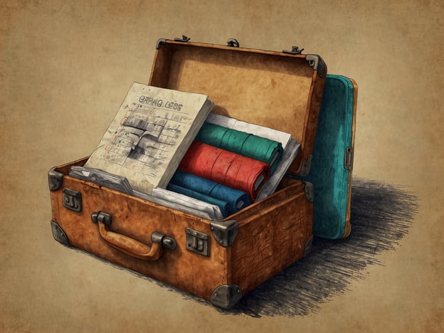 Auf dem Bild ist ein geöffneter Koffer zu sehen, der einige gerollte Kleidungsstücke in verschiedenen Farben sowie ein Dokument oder eine Karte zeigt.Hier sind einige Tipps zur Organisation für den Urlaub:1. **Packliste erstellen**: Schreibe eine Liste der benötigten Gegenstände, um nichts zu vergessen.2. **Kleidung nach Wetter sortieren**: Überprüfe die Wettervorhersage und packe entsprechende Kleidung.3. **Koffer effizient packen**: Rolle die Kleidung, um Platz zu sparen, und benutze packing cubes für Ordnung.4. **Doku- und Reiseunterlagen**: Halte wichtige Dokumente wie Reisepass und Buchungsbestätigungen an einem sicheren Ort.5. **Gesundheitsartikel**: Denke an Medikamente und Hygieneartikel, die du möglicherweise benötigst.Mit diesen Tipps wird die Packerei für deinen Urlaub einfacher und stressfreier!