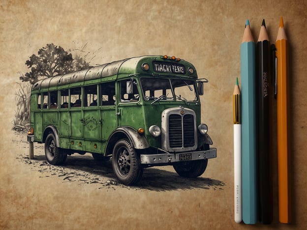 Auf dem Bild ist ein alter, grüner Omnibus zu sehen, der an eine ländliche Umgebung erinnert. In der Region könnten verschiedene Aktivitäten und Erlebnisse stattfinden, die von einer Busfahrt zu interessanten Zielen bis hin zu Ausflügen in die Natur reichen.Passagiere könnten auf eine Erkundungstour zu lokalen Sehenswürdigkeiten oder Naturparks gehen, wo sie wandern, Rad fahren oder Picknicks machen können. Außerdem könnte der Bus Teil von geführten Touren sein, die kulturelle Stätten, historische Gebäude oder malerische Landschaften in der Umgebung verbinden. Solch ein Erlebnis wäre ideal, um die lokale Kultur, Küche und das Gemeinschaftsleben kennenzulernen.